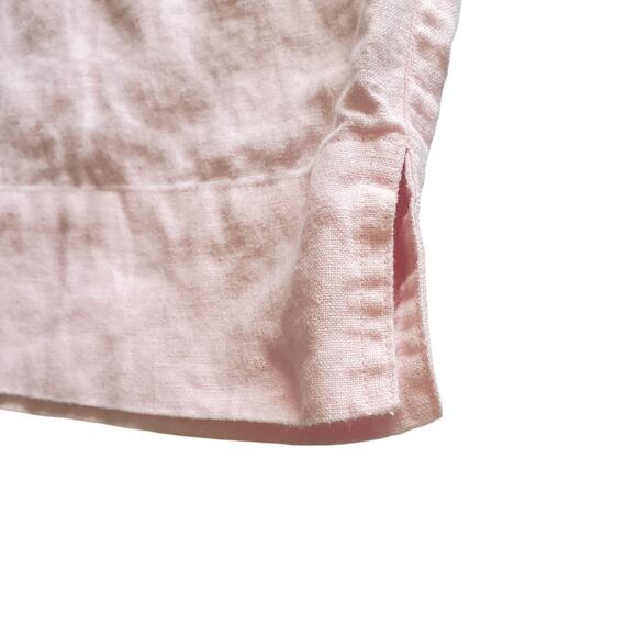 Catherine Stewart Size XL 100% Linen Button Front Wide Leg Capri Pant Petal Pink - Picture 2 of 9